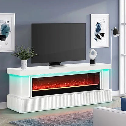Pebble White Fire Place by New Era Innovations at Eve Furniture