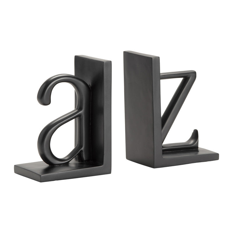 A To Z Black Bookend Pair (Set of 2) by Crestview at Eve Furniture