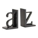 A To Z Black Bookend Pair (Set of 2) by Crestview at Eve Furniture