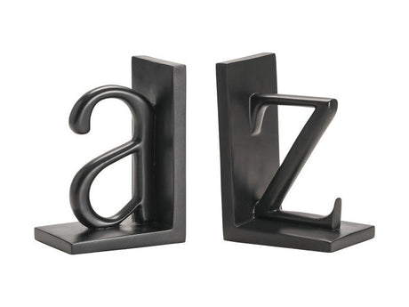 A To Z Black Bookend Pair (Set of 2) by Crestview at Eve Furniture