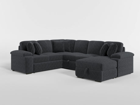 Ridge Dark Gray Corduroy 3-Piece Right Side Chaise Sectional with Pull-out Bed and Hidden Storage by Homelegance at Eve Furniture