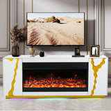 A904 WHITE TV STAND W/FIREPLACE