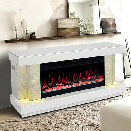 Orren White TV Stand with Fireplace by Happy Homes at Eve Furniture