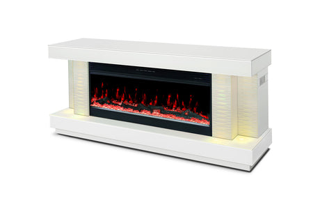 Orren White TV Stand with Fireplace by Happy Homes at Eve Furniture