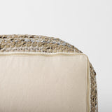 Aadhya 16.0L x 16.0W x 16.0H Taupe/Silver Leather and Cotton Pouf by Mercana at Eve Furniture