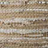 Aadhya Taupe/Silver Leather and Cotton Pouf by Mercana at Eve Furniture