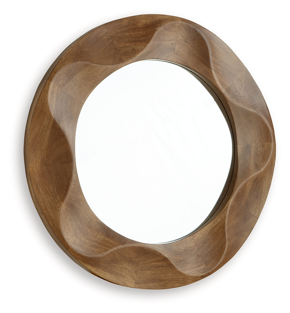 Aajon Brown Accent Mirror by Ashley at Eve Furniture