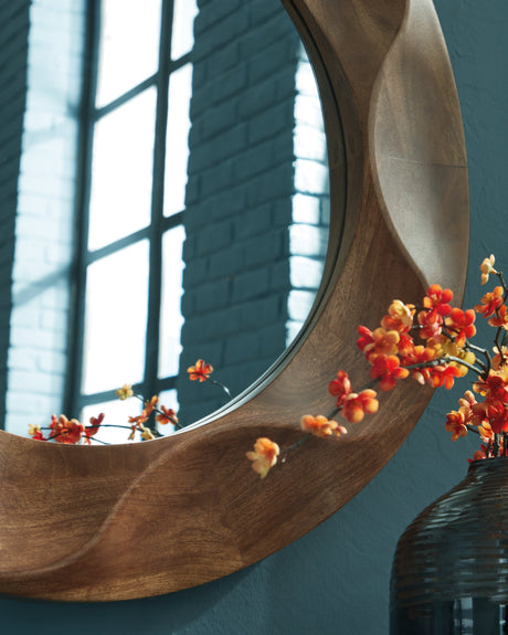 Aajon Brown Accent Mirror by Ashley at Eve Furniture