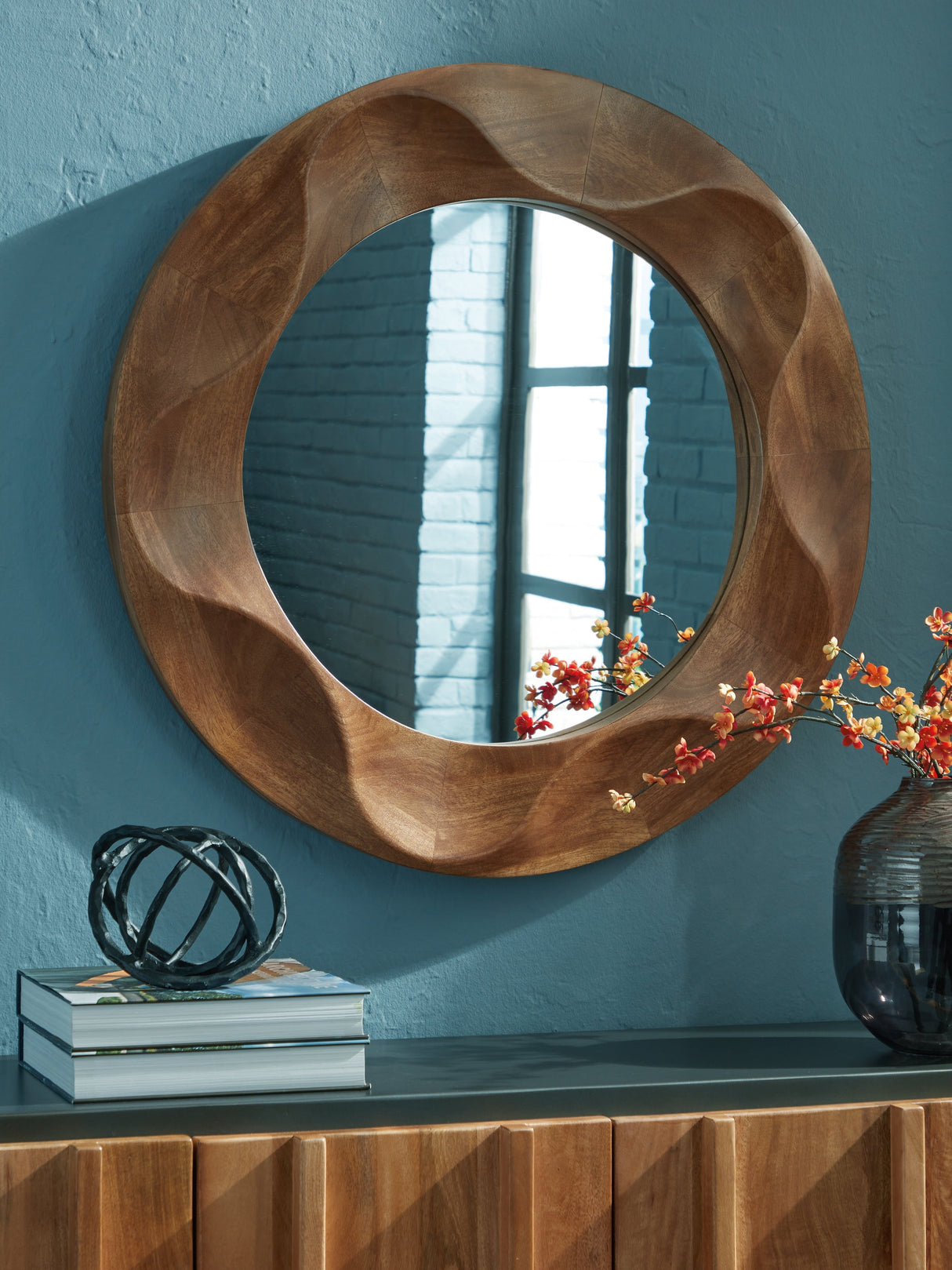 Aajon Brown Accent Mirror by Ashley at Eve Furniture