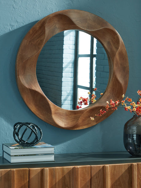Aajon Brown Accent Mirror by Ashley at Eve Furniture