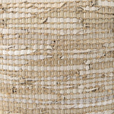 Aalia 16.0L x 16.0W x 16.0H Beige Leather and Jute Pouf by Mercana at Eve Furniture