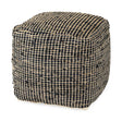 Aalia 16.0L x 16.0W x 16.0H Charcoal Leather and Jute Pouf by Mercana at Eve Furniture