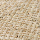 Aalia Beige Leather and Jute Pouf by Mercana at Eve Furniture