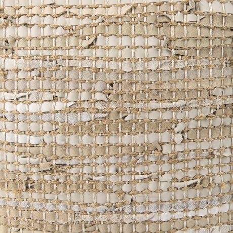 Aalia Beige Leather and Jute Pouf by Mercana at Eve Furniture