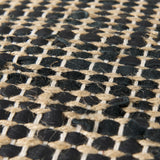 Aalia Charcoal Leather and Jute Pouf by Mercana at Eve Furniture