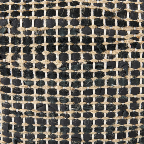 Aalia Charcoal Leather and Jute Pouf by Mercana at Eve Furniture