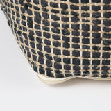 Aalia Charcoal Leather and Jute Pouf by Mercana at Eve Furniture