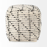Aarohi 16.0L x 16.0W x 16.0H Cream/Black Cotton Patterned Pouf by Mercana at Eve Furniture