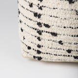Aarohi 16.0L x 16.0W x 16.0H Cream/Black Cotton Patterned Pouf by Mercana at Eve Furniture