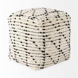 Aarohi Cream/Black Cotton Patterned Pouf by Mercana at Eve Furniture