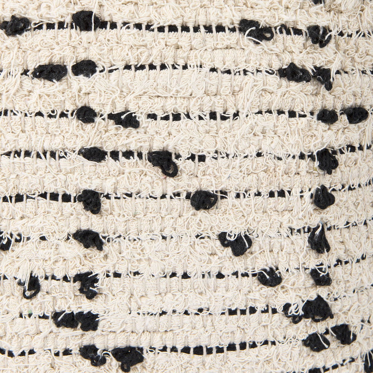 Aarohi Cream/Black Cotton Patterned Pouf by Mercana at Eve Furniture
