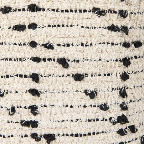 Aarohi Cream/Black Cotton Patterned Pouf by Mercana at Eve Furniture