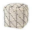 Aarohi Cream/Black Cotton Patterned Pouf by Mercana at Eve Furniture