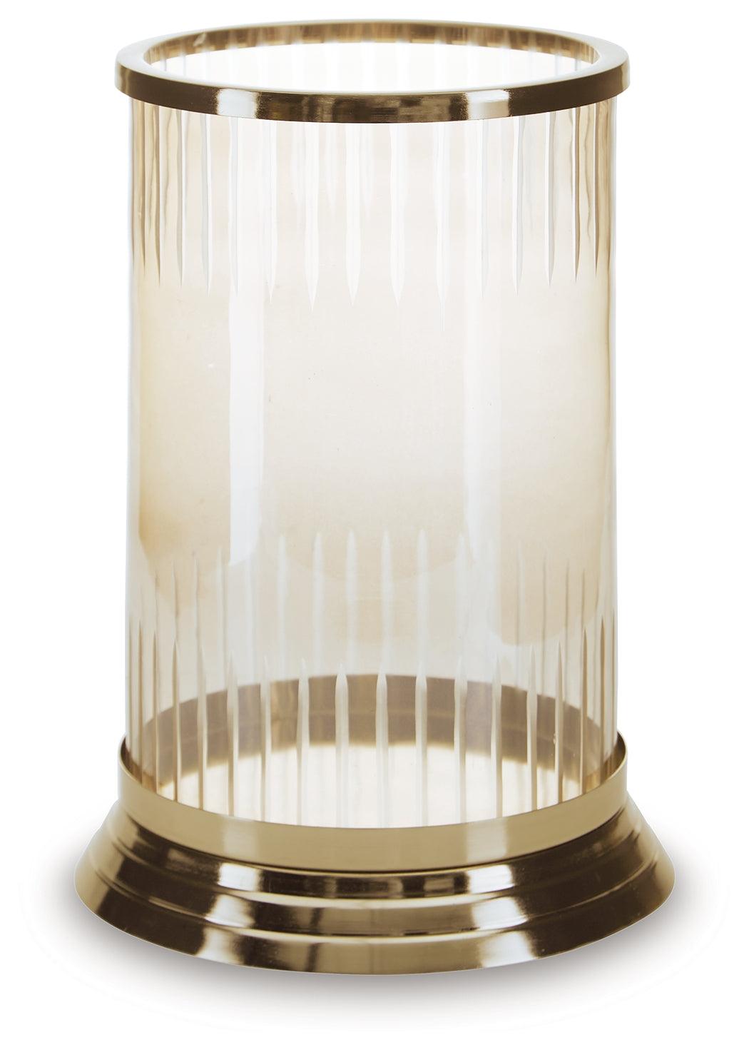Aavinson Amber/Gold Finish Candle Holder by Ashley at Eve Furniture