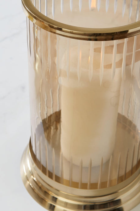 Aavinson Amber/Gold Finish Candle Holder by Ashley at Eve Furniture