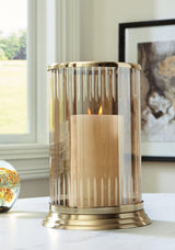 Aavinson Amber/Gold Finish Candle Holder by Ashley at Eve Furniture