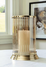Aavinson Amber/Gold Finish Candle Holder by Ashley at Eve Furniture
