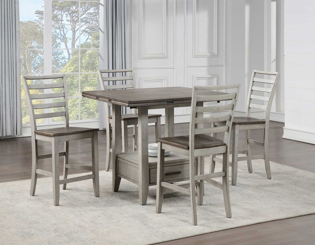 Abacus 5-Piece Counter Drop-Leaf Dining Set(Table & 4 Chairs)