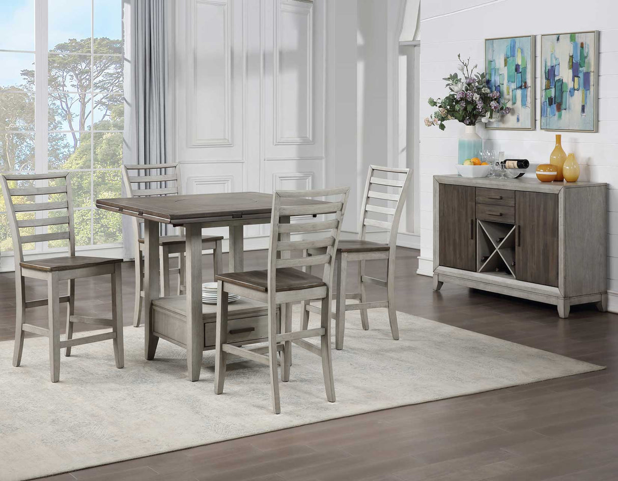 Abacus 5-Piece Counter Drop-Leaf Dining Set(Table & 4 Chairs)