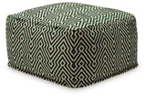 Abacy Green/Ivory Pouf by Ashley at Eve Furniture