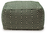 Abacy Green/Ivory Pouf by Ashley at Eve Furniture