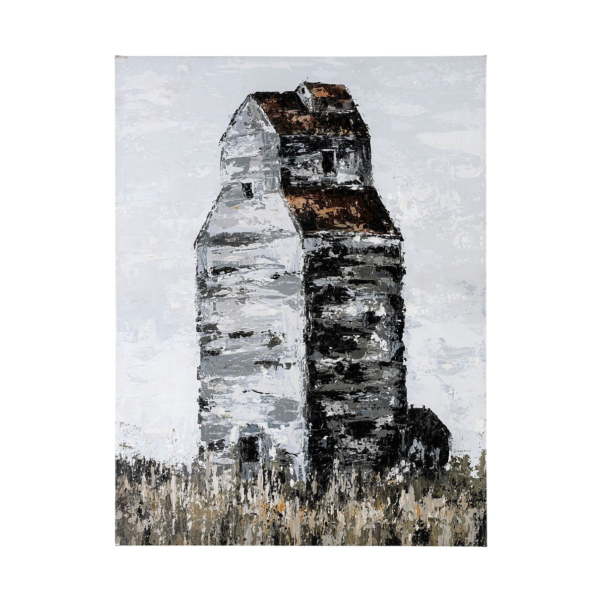 Abandoned Grain Elevator II by Mercana Studio a Hand Embellished Textured Canvas by Mercana at Eve Furniture