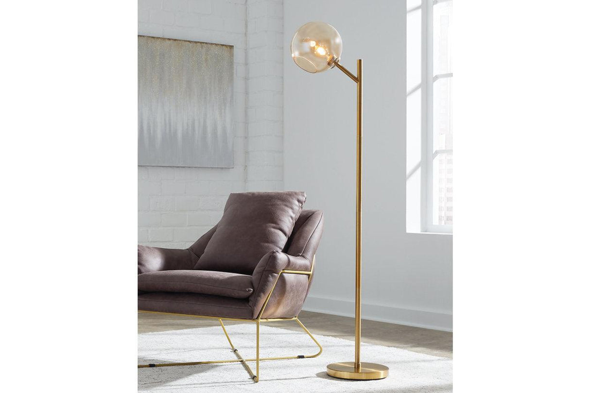Abanson Amber/Gold Finish Floor Lamp by Ashley at Eve Furniture
