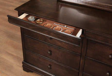 Abbeville Cherry Dresser, Two Hidden Drawers by Homelegance at Eve Furniture