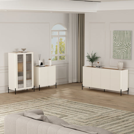 Abbey Accent Cabinet in Maple and Off White by Manhattan Comfort at Eve Furniture