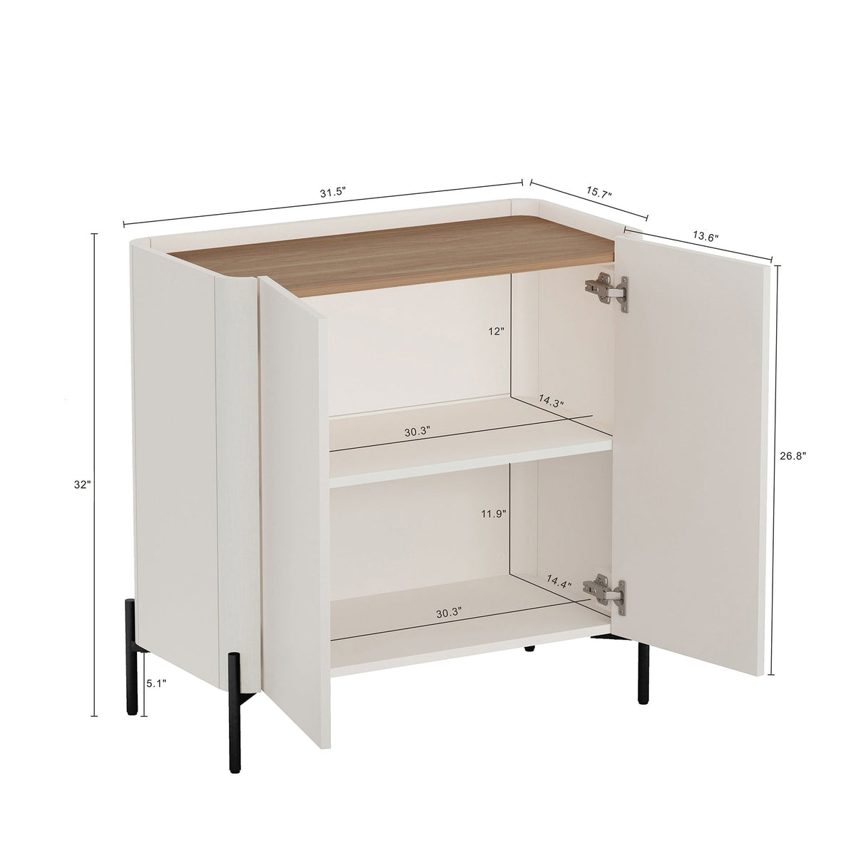 Abbey Accent Cabinet in Maple and Off White by Manhattan Comfort at Eve Furniture