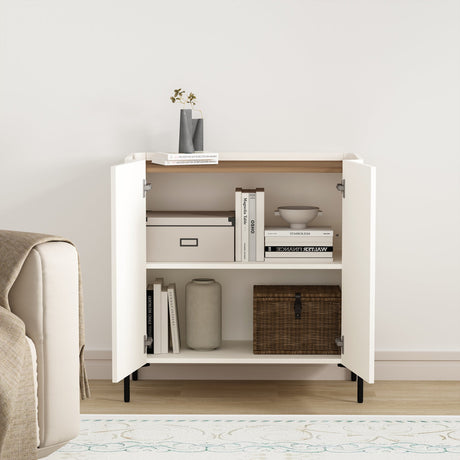Abbey Accent Cabinet in Maple and Off White by Manhattan Comfort at Eve Furniture