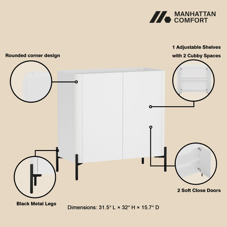 Abbey Accent Cabinet in White by Manhattan Comfort at Eve Furniture