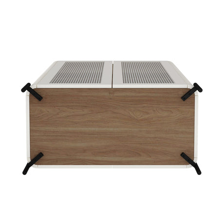 Abbey Décor Glass Cabinet in Maple and Off White by Manhattan Comfort at Eve Furniture