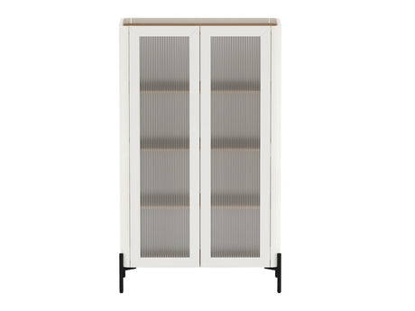 Abbey Décor Glass Cabinet in Maple and Off White by Manhattan Comfort at Eve Furniture
