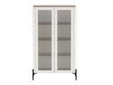 Abbey Décor Glass Cabinet in Maple and Off White by Manhattan Comfort at Eve Furniture