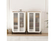 Abbey Décor Glass Cabinet in Maple and Off White (set of 2) by Manhattan Comfort at Eve Furniture