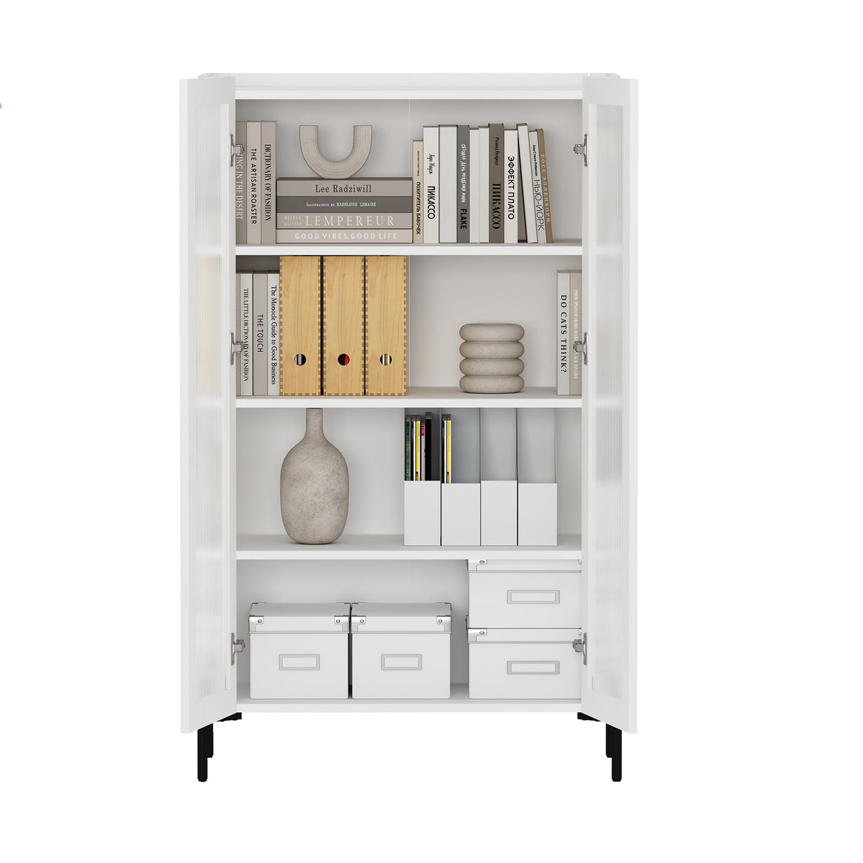 Abbey Décor Glass Cabinet in White by Manhattan Comfort at Eve Furniture