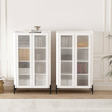Abbey Décor Glass Cabinet in White (set of 2) by Manhattan Comfort at Eve Furniture