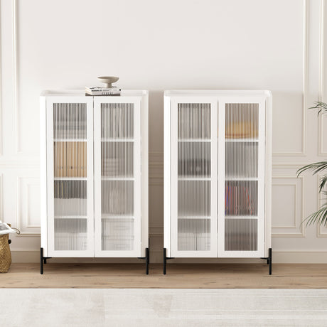 Abbey Décor Glass Cabinet in White (set of 2) by Manhattan Comfort at Eve Furniture