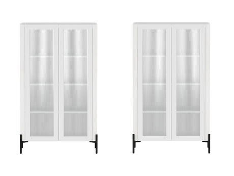 Abbey Décor Glass Cabinet in White (set of 2) by Manhattan Comfort at Eve Furniture